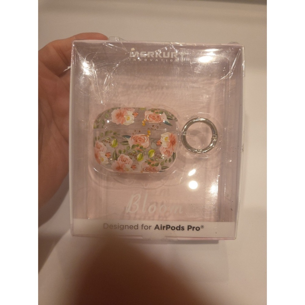 Merkury Innovations Bloom Floral AirPods Pro Case Cover with Hook New